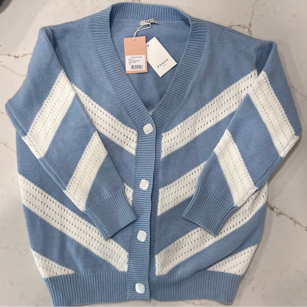 FRNCH Paris “Lahlia” Chevron Knit Cardigan Size S/M | New With Tags | Nordstrom